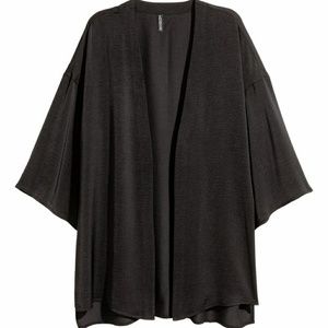 NEW: H&M Black Satin Jacket/Kimono w/ 3/4 sleeves